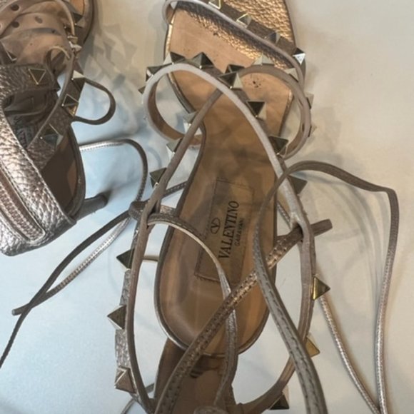 Valentino Rock Stud Leather Lace-Up Gladiator Sandals - Picture 6 of 14
